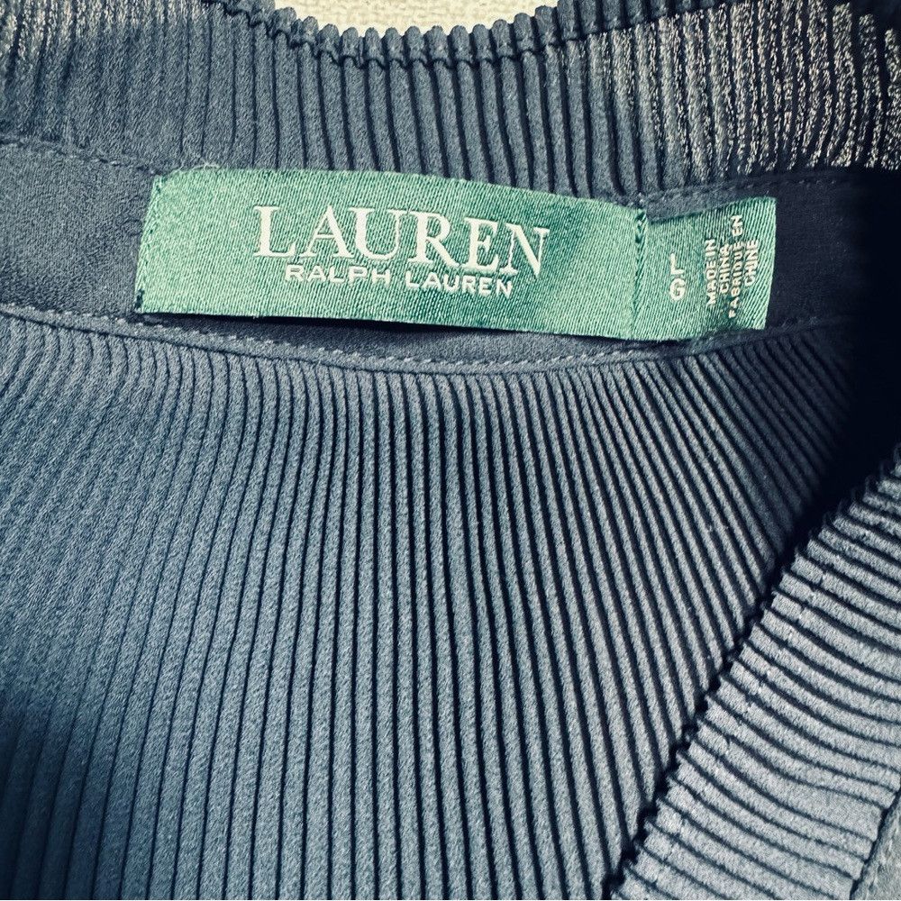 Ralph Lauren Ralph Lauren Pleated Georgette Tie-Neck Blue Blouse Size L Size L / US 10 / IT 46 - 8 Thumbnail