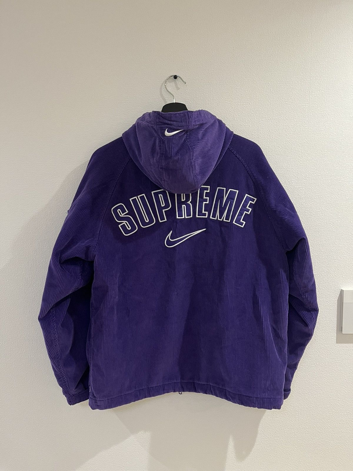 Supreme supreme nike arc corduroy hooded jacket purple 22ss | Grailed