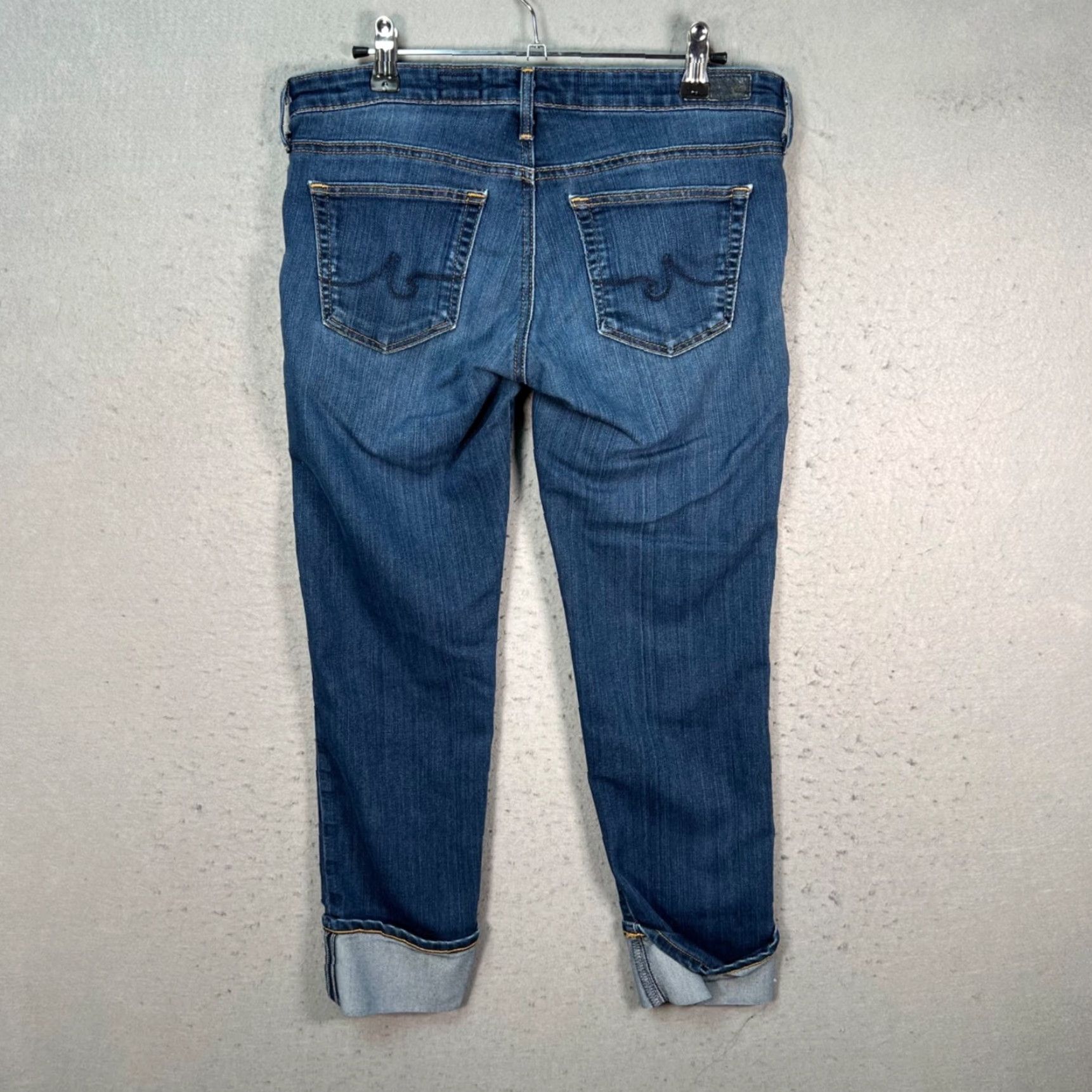 Denime AG Adriano Goldschmied The Stevie Cuff Jeans Slim Straight Blue Denim 28 Womens Jeans 5-Pocket Design Vintage No N/A Size 30" / US 8 / IT 44 - 2 Thumbnail