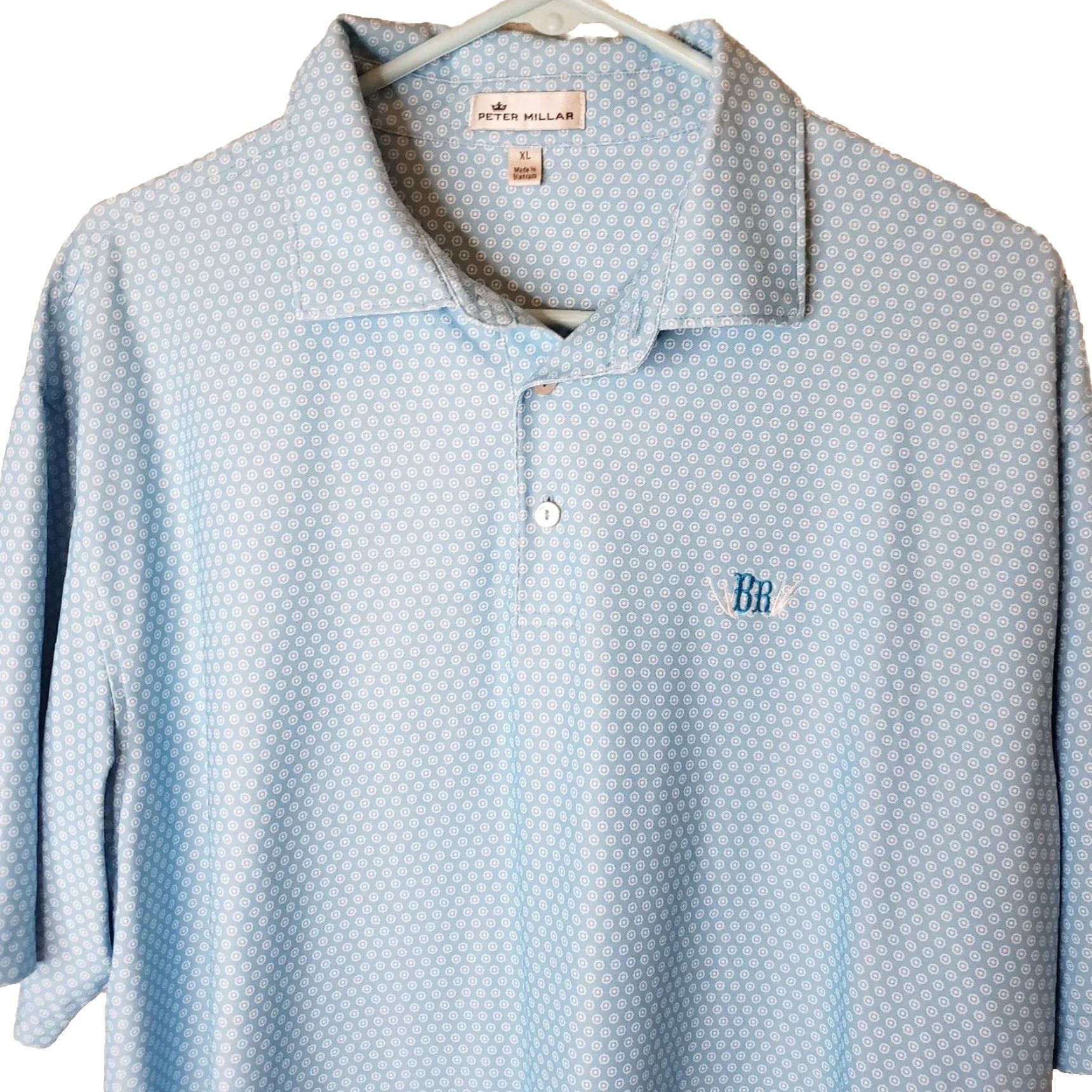 Peter Millar Peter Millar Crown Crafted Geometric Print Golf Polo Men's XL Blue S. S. Shirt Size US XL / EU 56 / 4 - 3 Thumbnail