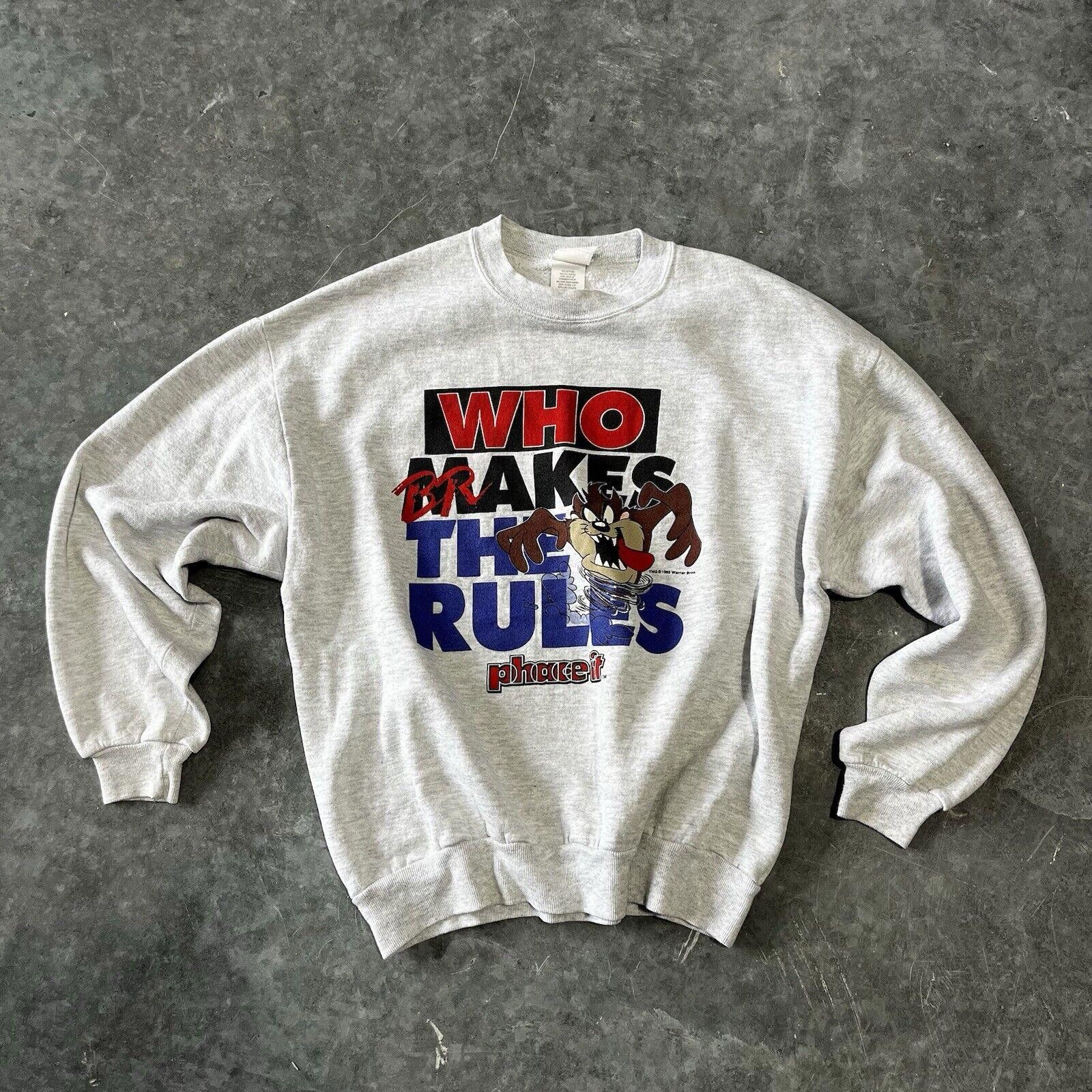 Fruit Of The Loom Vintage Looney Tunes Crewneck XL/L TAz Looney Times Tag USA Size US XL / EU 56 / 4 - 1 Thumbnail