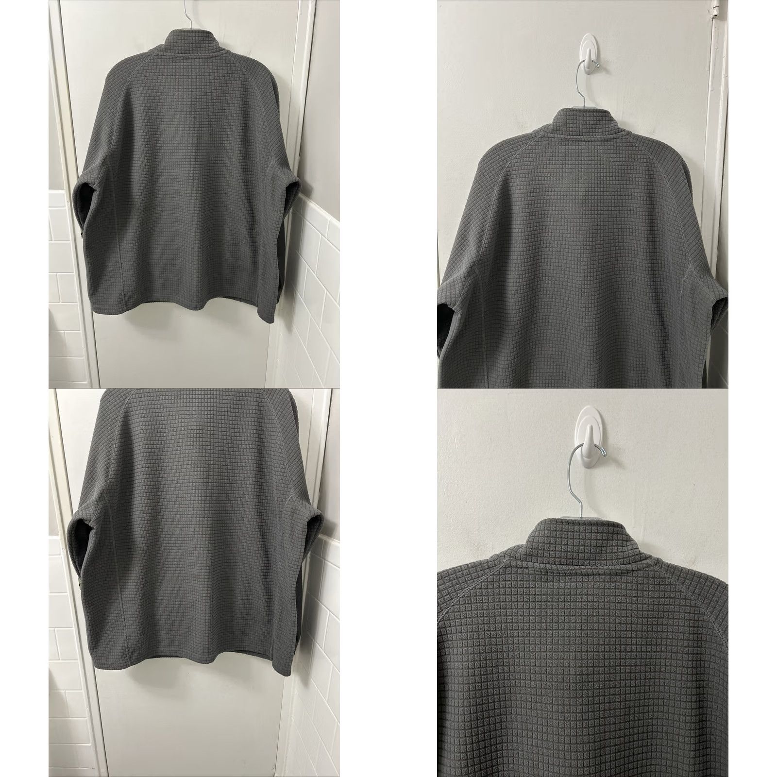 Lands' End Lands' End Mens XL 1/4 Zip Fleece Pullover Gray Mock Neck Raglan Long Sleeve Shirt Sweater Knit Waffle-Pocket Casual Outdoor Hiking Jacket Structured Size US XL / EU 56 / 4 - 8 Thumbnail