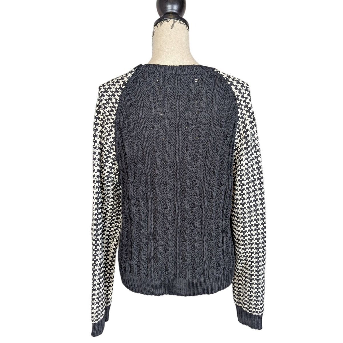 Other Miss Wu Mixed Knit Sweater Black & Ivory Cable Knit Size XL / US 12-14 / IT 48-50 - 2 Thumbnail