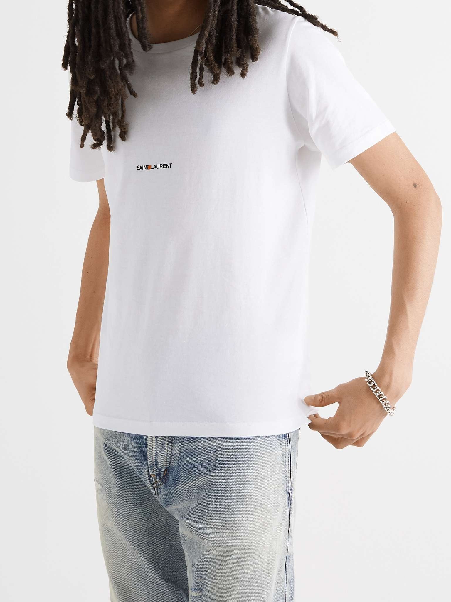 Saint Laurent Paris o1tr1nto0325 Logo Print T-Shirt in White Size US XL / EU 56 / 4 - 4 Thumbnail