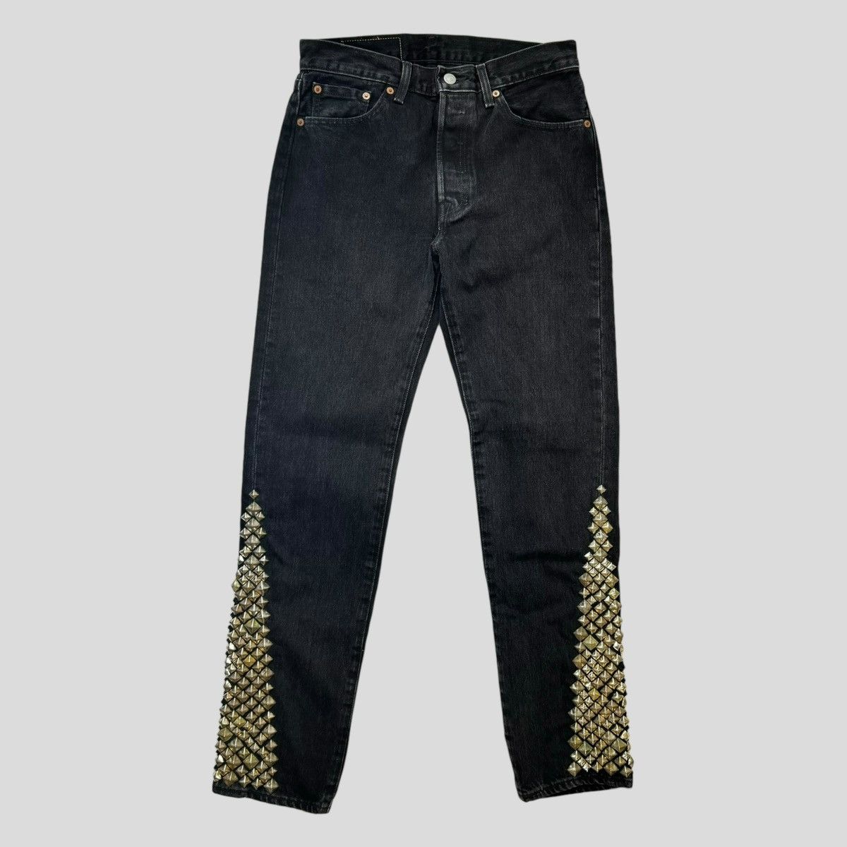 image of Denim Tears Levi - Rockers Style Studded Jeans in Grey, Men's (Size 30)