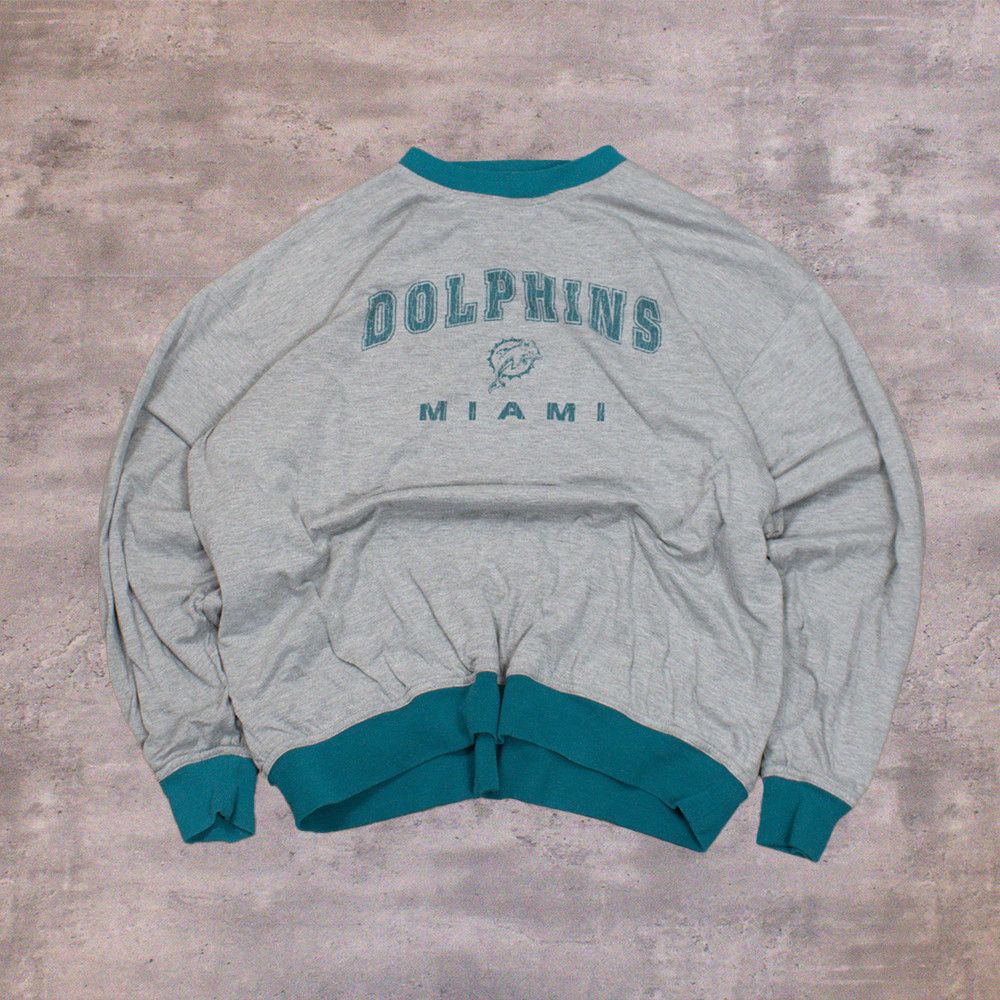NFL 90's Miami Dolphin Double Sided Grey Teal Crewneck Sweater Size US XL / EU 56 / 4 - 1 Thumbnail