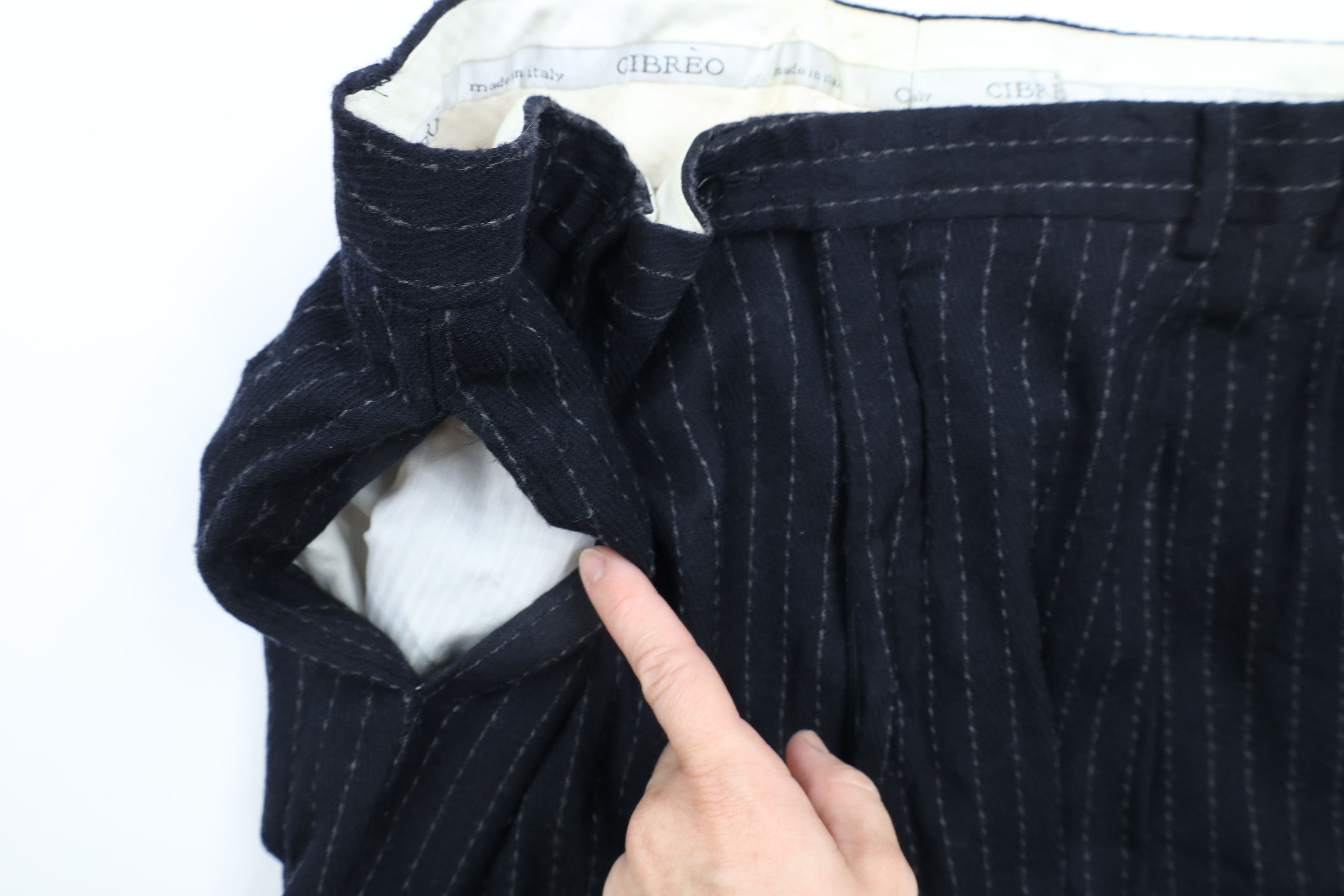 Vintage Vintage 90s Streetwear Striped Pleated Wool Wide Leg Pants Size US 36 / EU 52 - 6 Thumbnail
