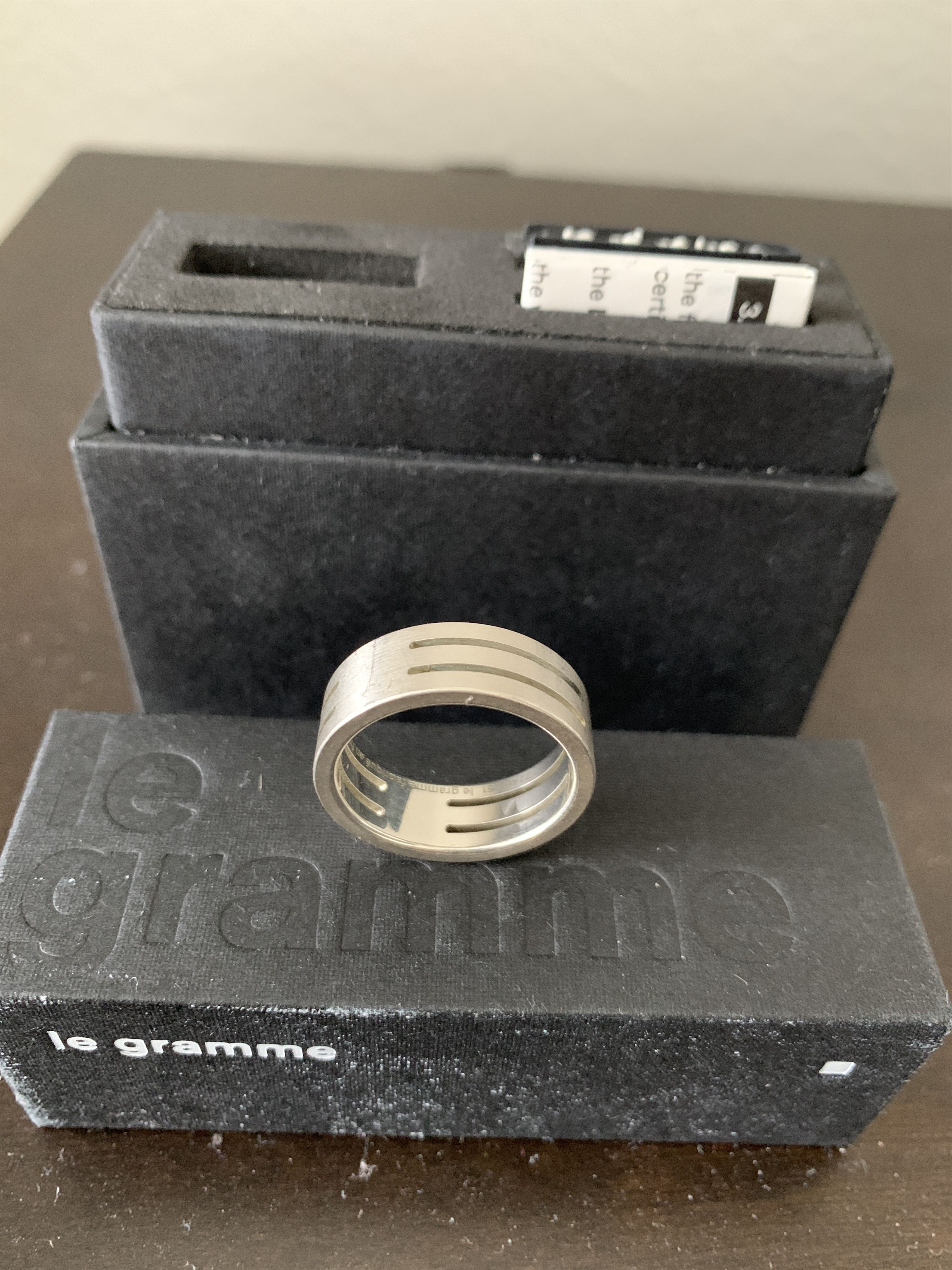 Le Gramme 925 sterling silver brushed perforated ribbon ring la 7g Size ONE SIZE - 8 Thumbnail