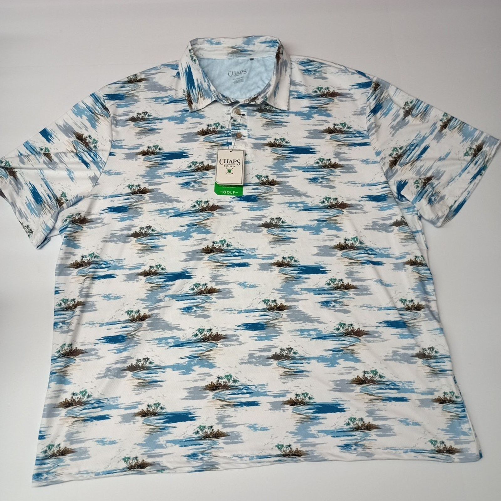 Chaps Chaps Printed Golf Polo Shirt Men's Size 3XL White Stretch Size US XXL / EU 58 / 5 - 1 Thumbnail