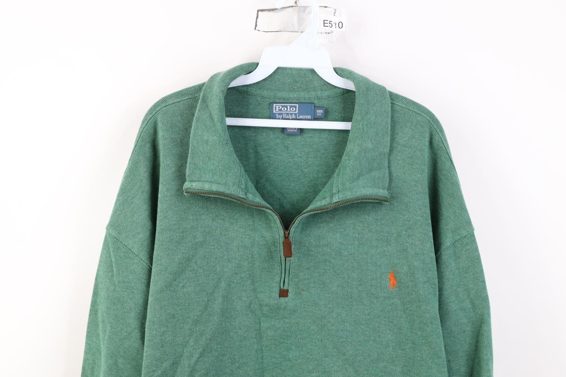 Polo Ralph Lauren Vintage 90s Ralph Lauren Knit 1/4 Zip Pullover Sweater Green Size US XXL / EU 58 / 5 - 2 Thumbnail