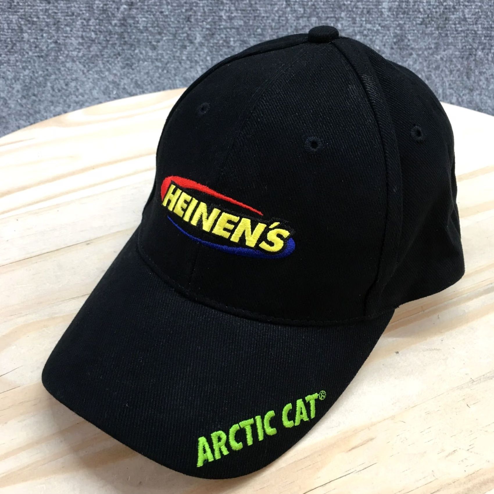 Vintage Arctic Cat Heinen's Baseball Hat Mens Black OS Curved Brim Embroidered Logo Size ONE SIZE - 2 Thumbnail