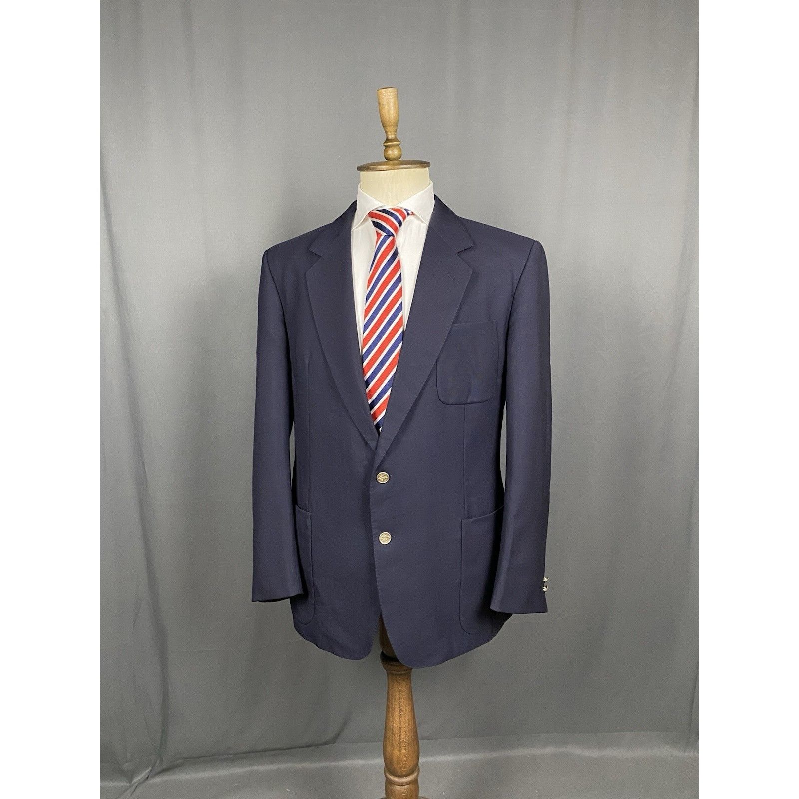 Burberry Burberry Vintage Golden Buttons Men's Blue Wool Blazer Jacke Size 52R - 2 Thumbnail