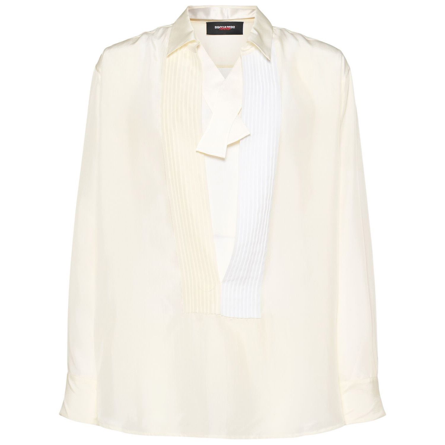 DSQUARED2 White Magliano Silk Tuxedo Shirt New & Authentic (