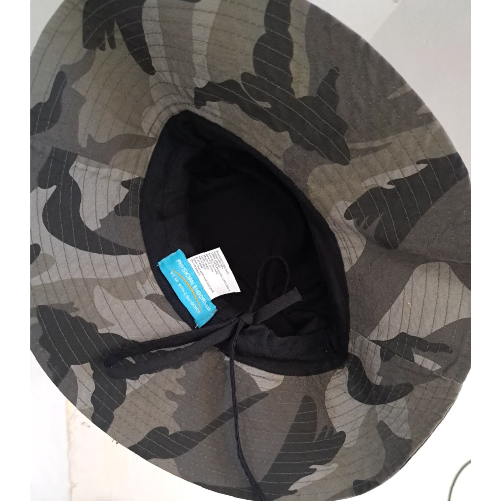 Vintage VTG Camouflage Embroidered Bees Safari Gardening Hat Large Tie Adjustable Size ONE SIZE - 6 Thumbnail