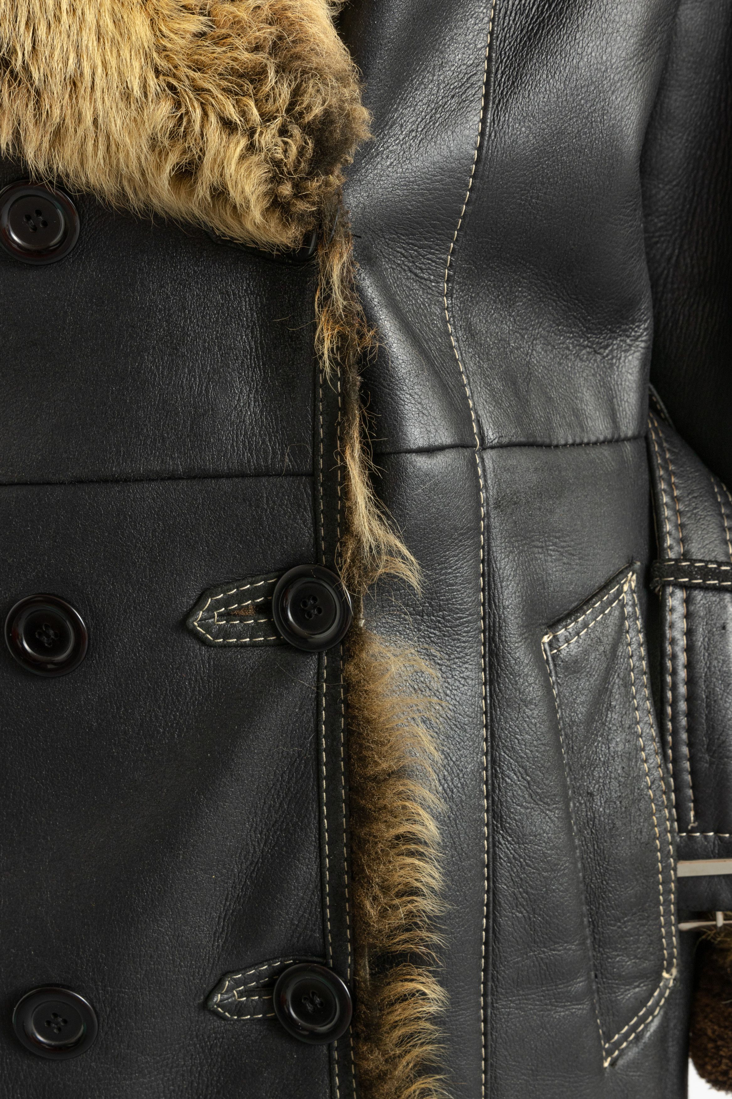 Vintage Sheepskin Leather Shearling Fastens Coat size Medium 8712 Size M / US 6-8 / IT 42-44 - 8 Thumbnail