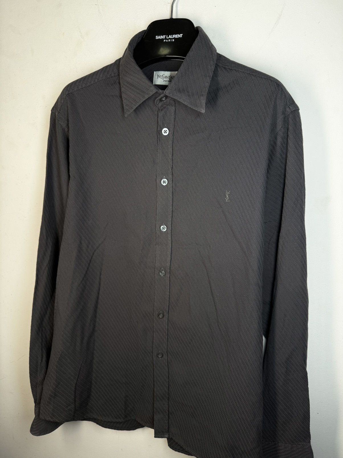 Yves Saint Laurent Carbon YSL Shirt Dark Grey Size US L / EU 52-54 / 3 - 15 Thumbnail
