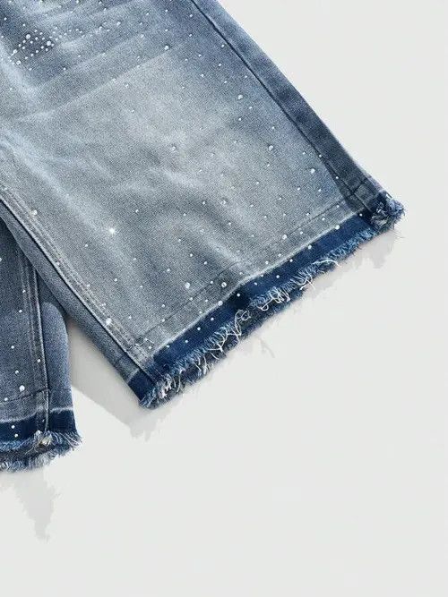 Japanese Brand × Vintage VINTAGE rhinestone Y2K DRIP denim shorts Size US 36 / EU 52 - 3 Thumbnail