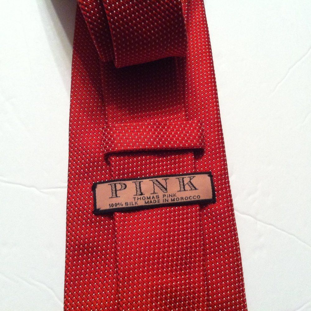 Thomas Pink THOMAS PINK MEN'S NEW RED 100%SILK TIE 3 1/2" X 56 3/4" Size ONE SIZE - 4 Thumbnail
