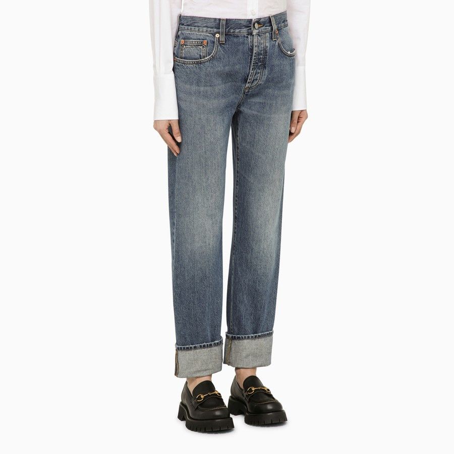 Gucci o1d2blof0824 Denim Jeans With Turn-Ups in Blue Size 28" / US 6 / IT 42 - 2 Thumbnail