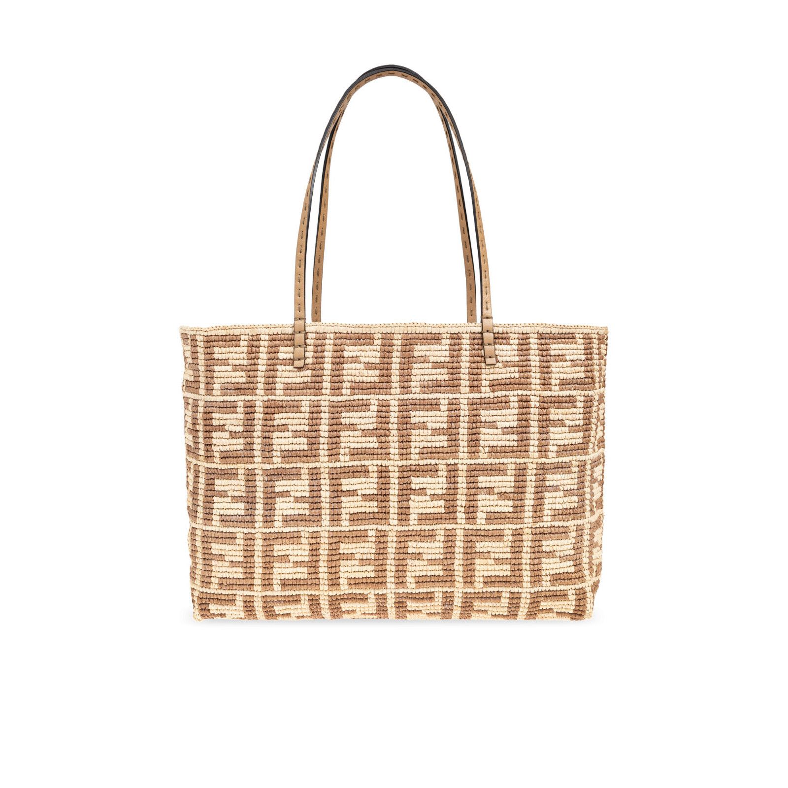 FENDI Roll Large Beige Raffia Tote Bag New & Authentic