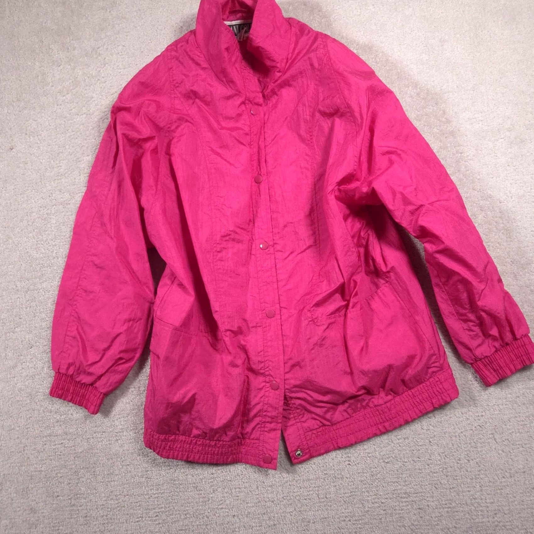 Pinko VINTAGE Dani Colby Jacket Womens Large Pink Snap Front Windbreaker Lightweight Jacket Size L / US 10 / IT 46 - 2 Thumbnail