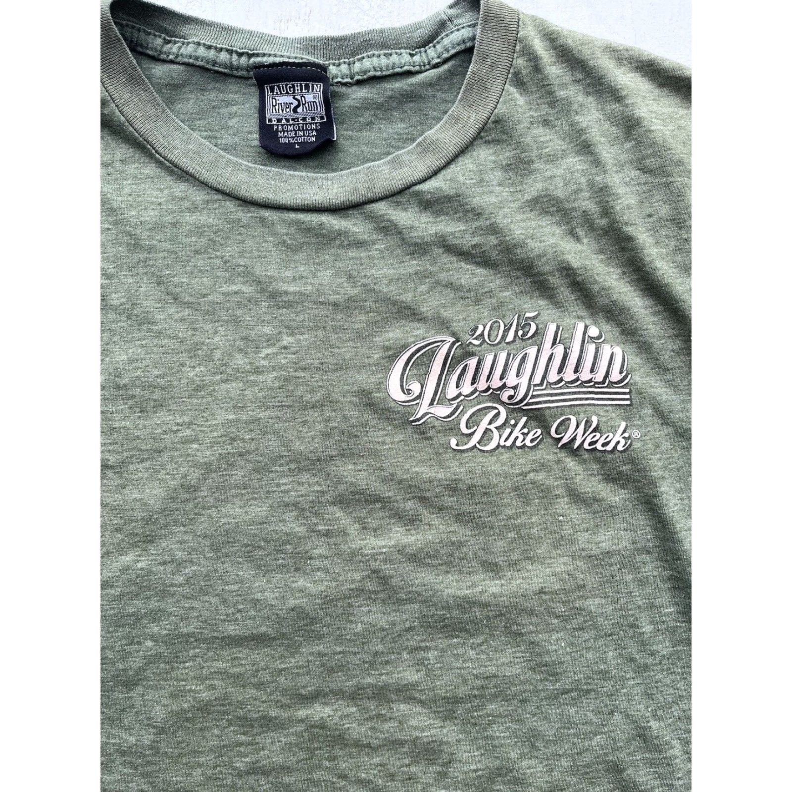 J.McLaughlin Laughlin T-Shirt Green Motorcycle Desert Bike Week Nevada USA 90s Mens L Boat? Size US L / EU 52-54 / 3 - 2 Thumbnail