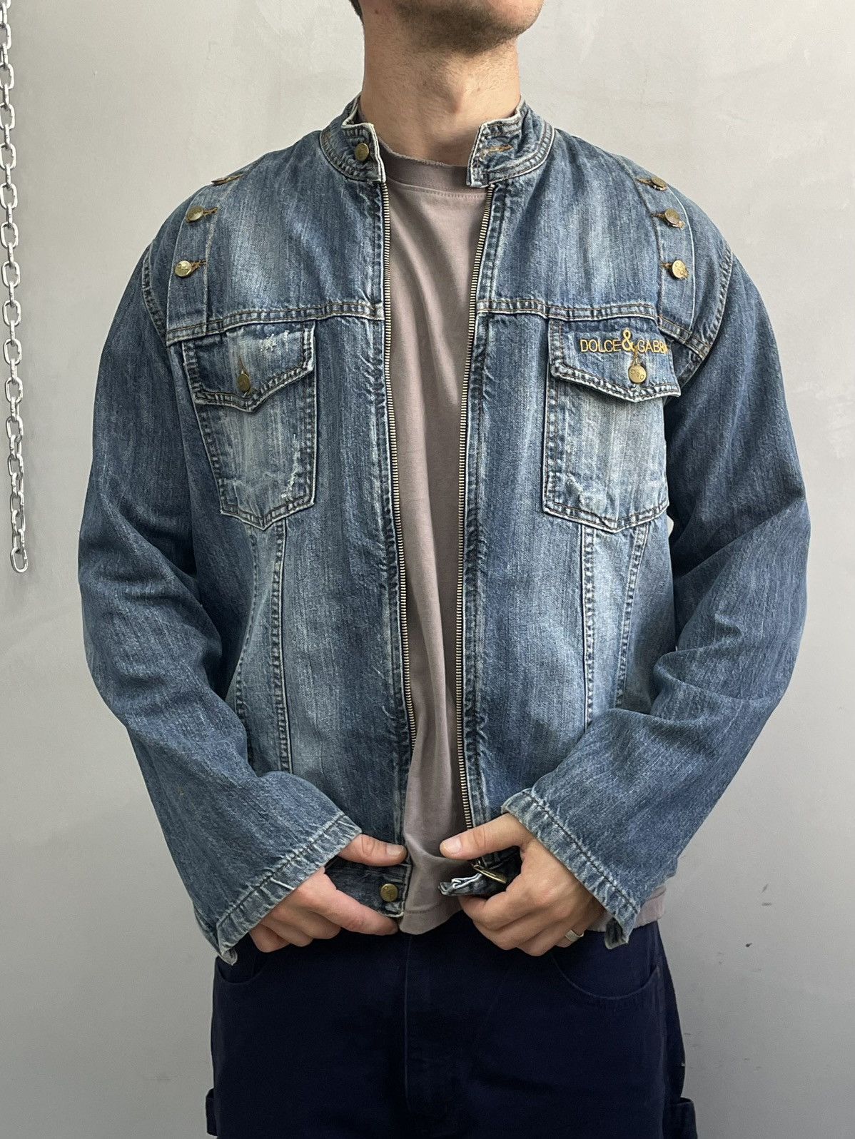 Dolce & Gabbana Rare distressed denim dolce gabbana y2k jacket front logo Size US M / EU 48-50 / 2 - 5 Thumbnail