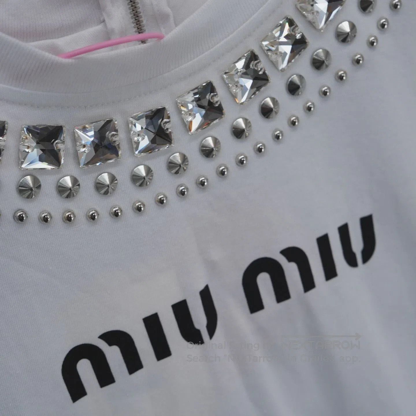 Miu Miu MIU MIU Rhinestone Logo Short-Sleeve Top. Size S / US 4 / IT 40 - 3 Thumbnail