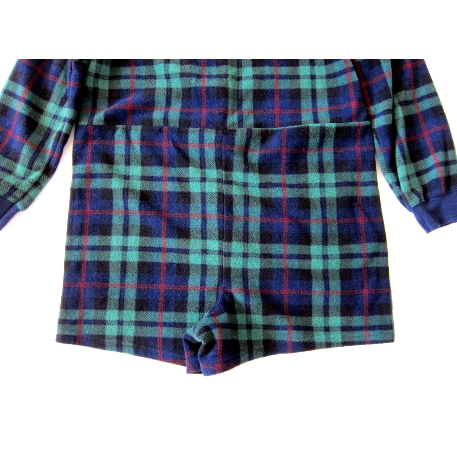 Old Navy Old Navy Romper Jumpsuit Shorts Fleece Button Long Sleeve Plaid Green Red M-L Size M / US 6-8 / IT 42-44 - 5 Thumbnail