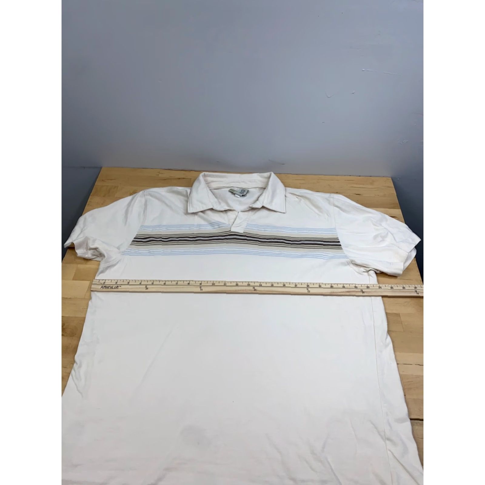 Banana Republic VINTAGE Banana Republic Polo Shirt Mens XL Beige Striped Short Sleeve Y2K Casual 12174 Size US XL / EU 56 / 4 - 3 Thumbnail