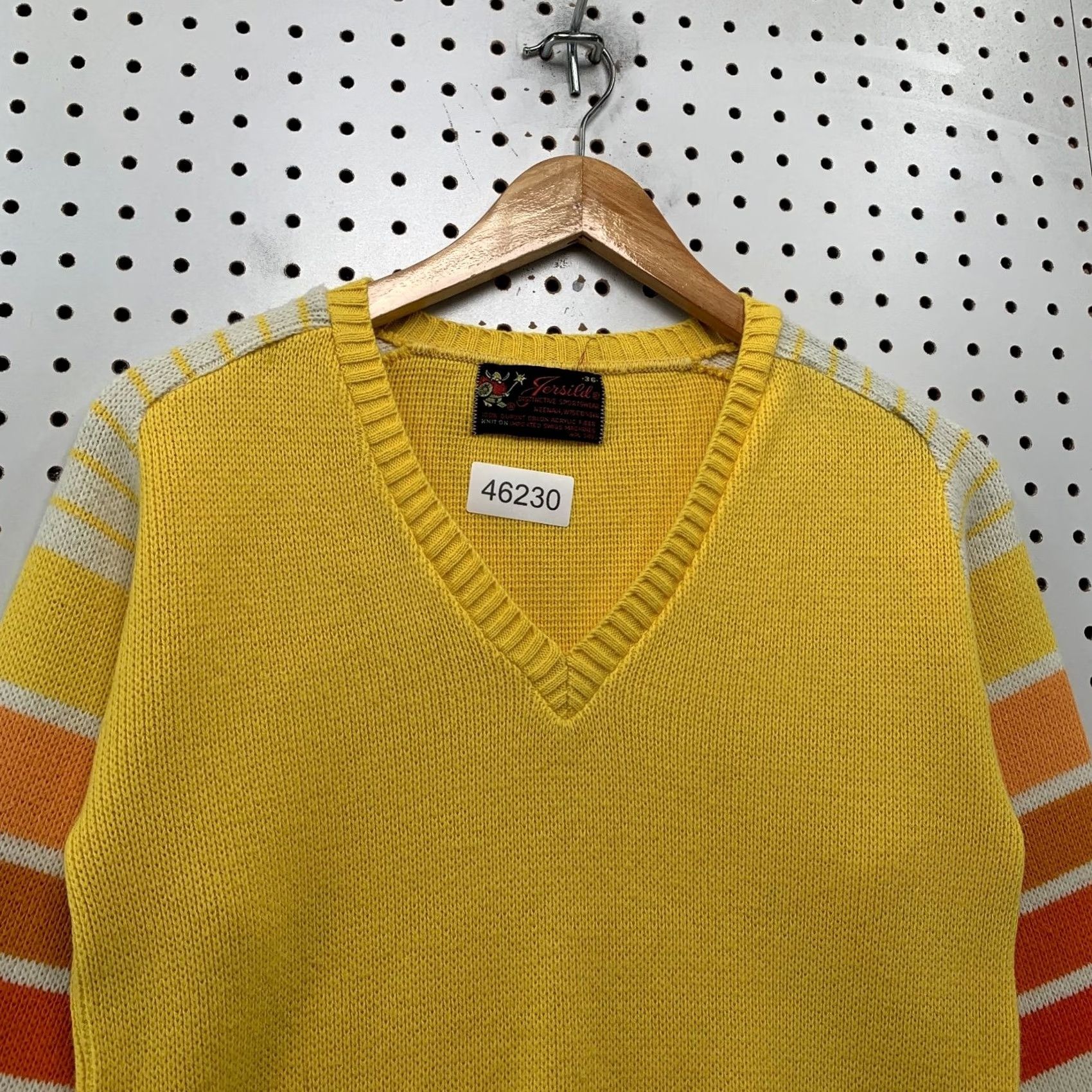 Vintage VINTAGE Jersild Sweater Mens Yellow 60s Striped Sleeve Orlon Knit Size 32 Size US XS / EU 42 / 0 - 7 Thumbnail