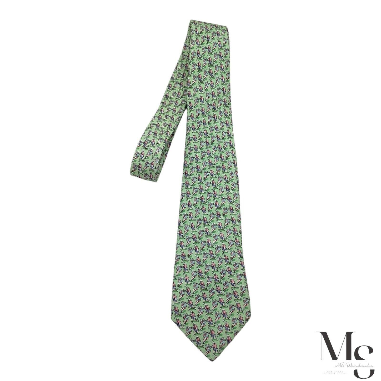 Vineyard Vines $85 VINEYARD VINES Boy Green Lacrosse Player Print Silk Tie Size ONE SIZE - 6 Thumbnail
