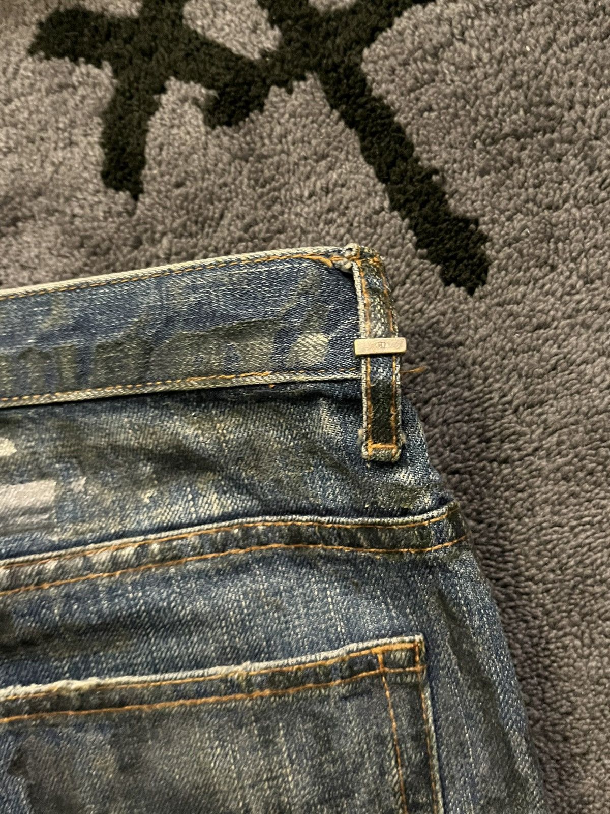 Dior × Hedi Slimane AW03 Luster Waxed Clawmark Denim Jeans Size US 32 / EU 48 - 9 Thumbnail