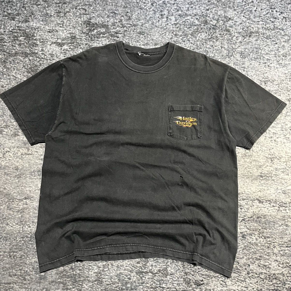 Harley Davidson VINTAGE FADED HARLEY DAVIDSON FLAMES DISTRESSED POCKET TEE Size US L / EU 52-54 / 3 - 3 Thumbnail