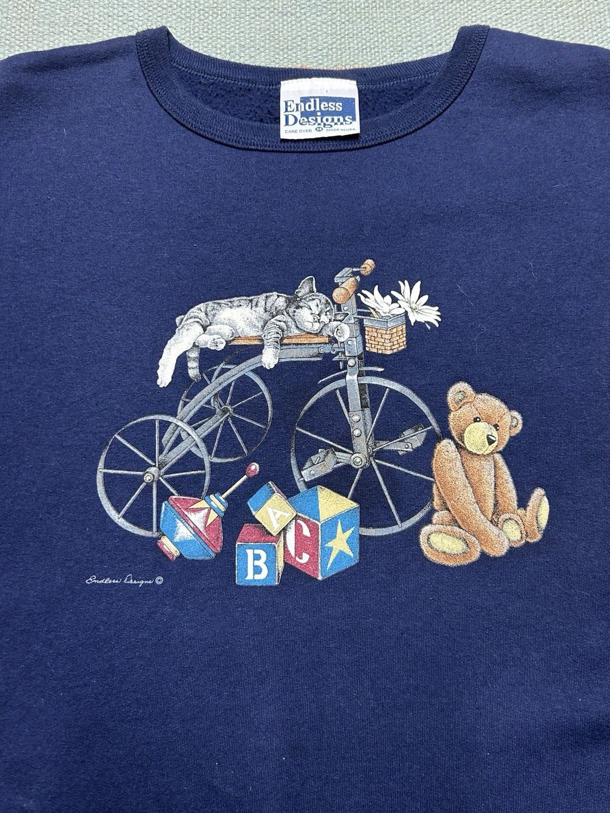 Vintage Vtg sweatshirt endless design cat kitten cute teddy bear 3XL Size US XXL / EU 58 / 5 - 2 Thumbnail