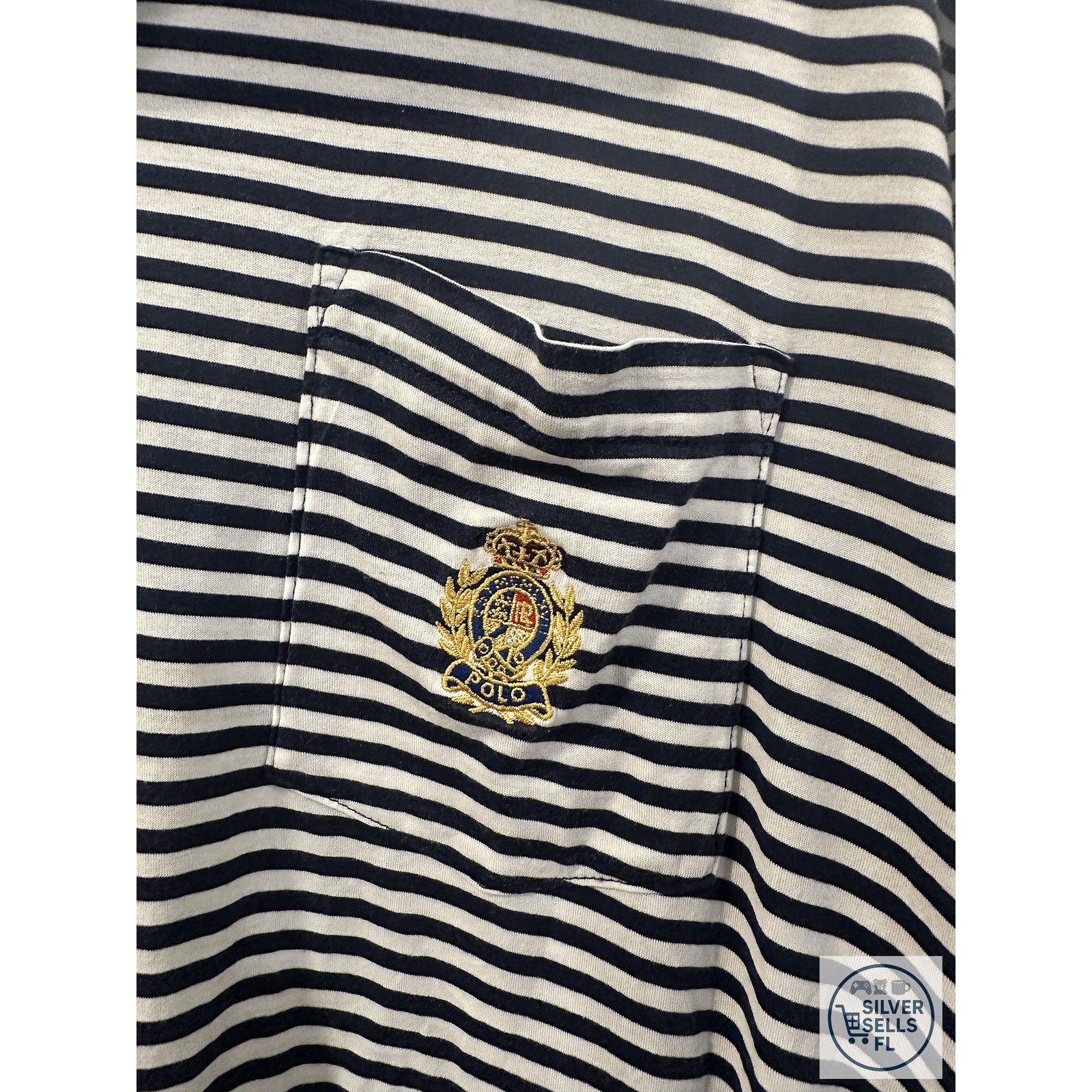 Polo Ralph Lauren Polo Ralph Lauren XL Navy White Striped Crest Pocket Shirt Size US XL / EU 56 / 4 - 3 Thumbnail