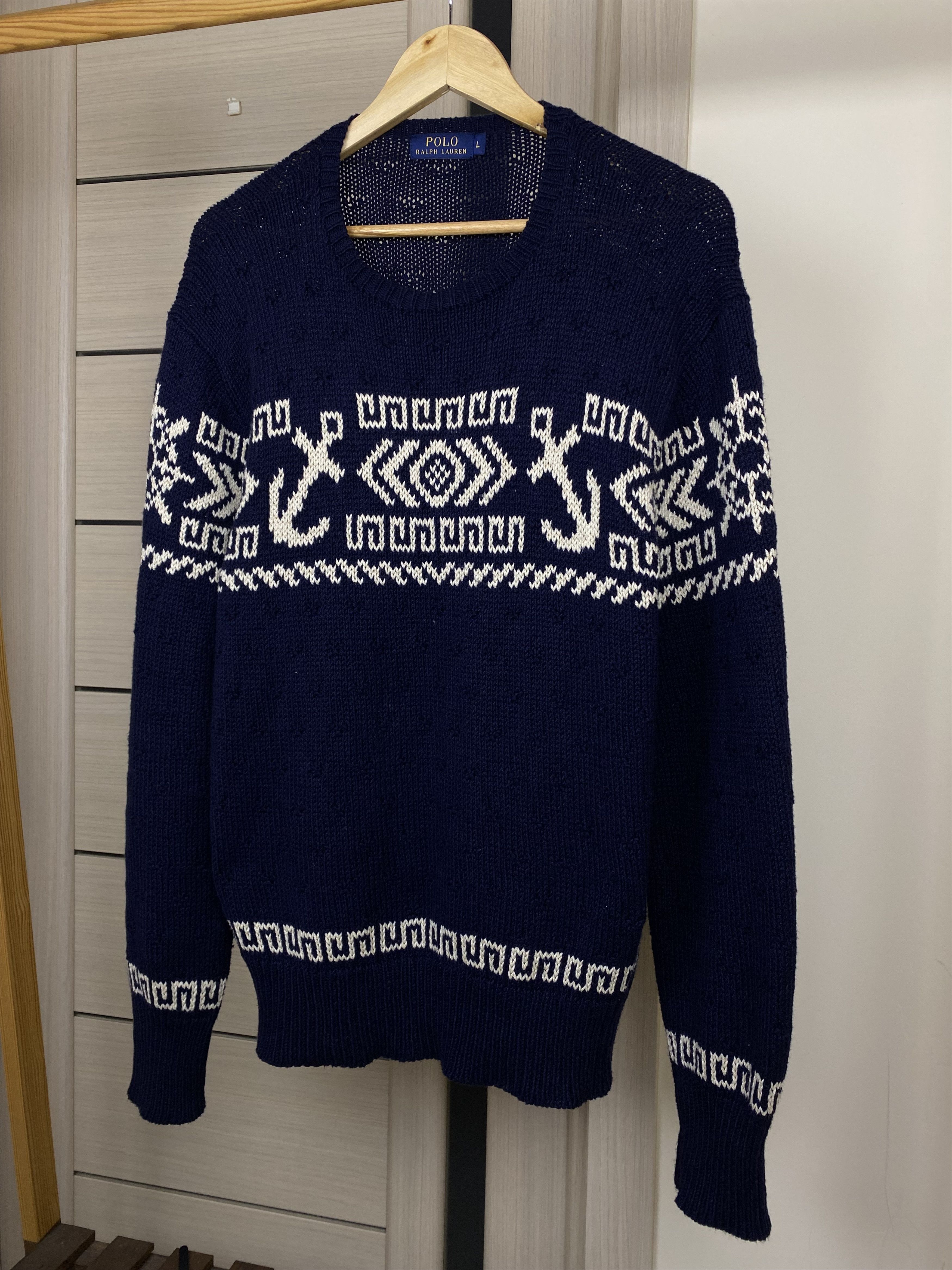 Polo Ralph Lauren Polo Ralph Lauren Anchor Shawl Knit Sweater Marine Size US L / EU 52-54 / 3 - 3 Thumbnail