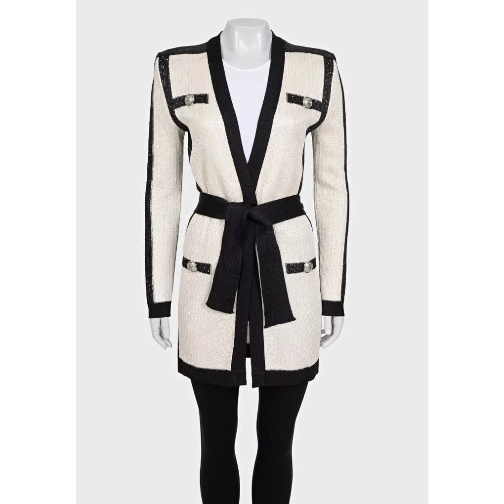 Balmain NWOT Balmain White Long Cardigan with Belt - EU36/S Size XS / US 0-2 / IT 36-38 - 1 Thumbnail