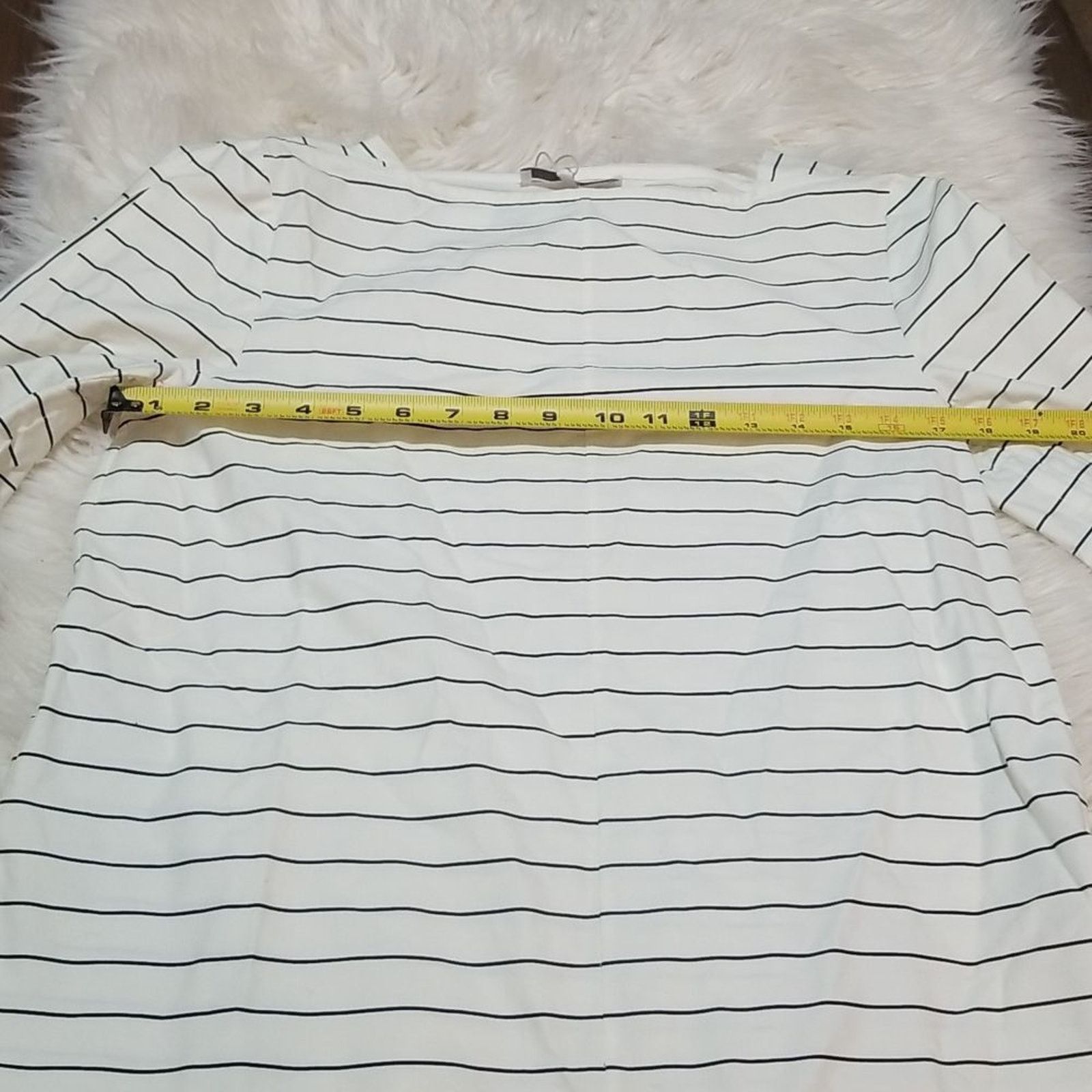 Tibi Tibi Ivory Striped Poplin Cotton Long Sleeve Blouse Size S / US 4 / IT 40 - 8 Thumbnail