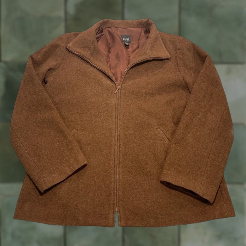 Eileen Fisher Eileen Fisher Wool Car Coat Petite Medium Brown Italian Womens Size M / US 6-8 / IT 42-44 - 1 Thumbnail