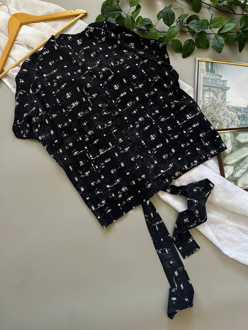 Marni MARNI Black Abstract Print Silk Blend Blouse Top - IT 42 Size M / US 6-8 / IT 42-44 - 12 Thumbnail