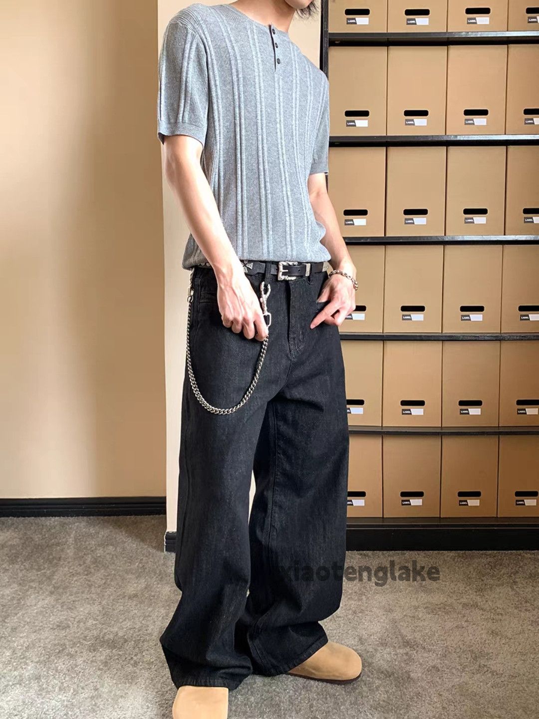 Jean Unisex utility loose baggy skate hiphop cargo jeans Size US 32 / EU 48 - 1 Thumbnail