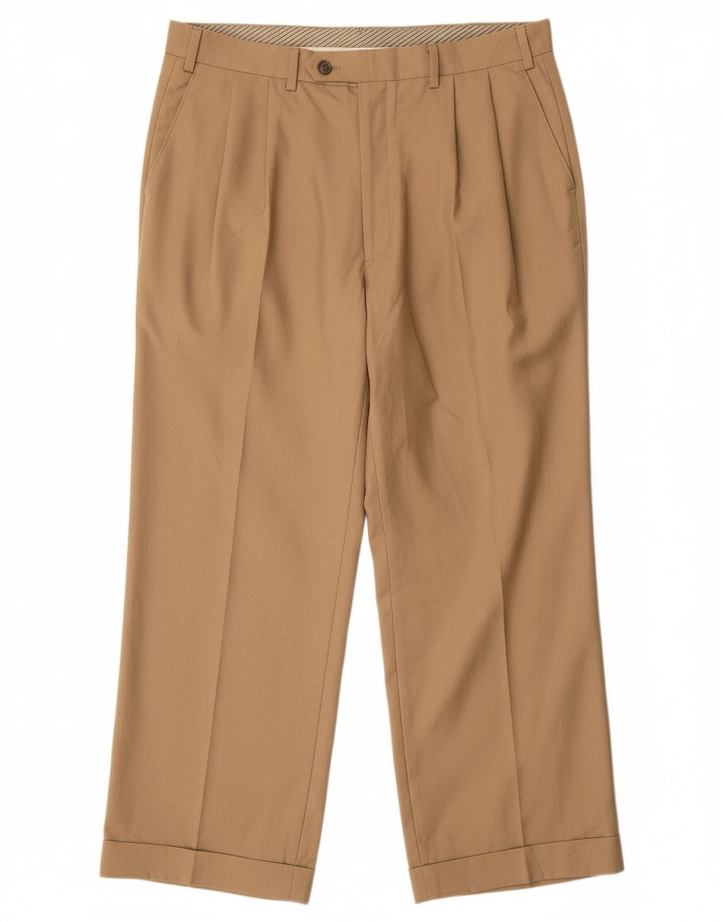 Ralph Lauren Mens Straight Suit Trousers W36 L26 Beige Polyester Size 36R - 1 Thumbnail