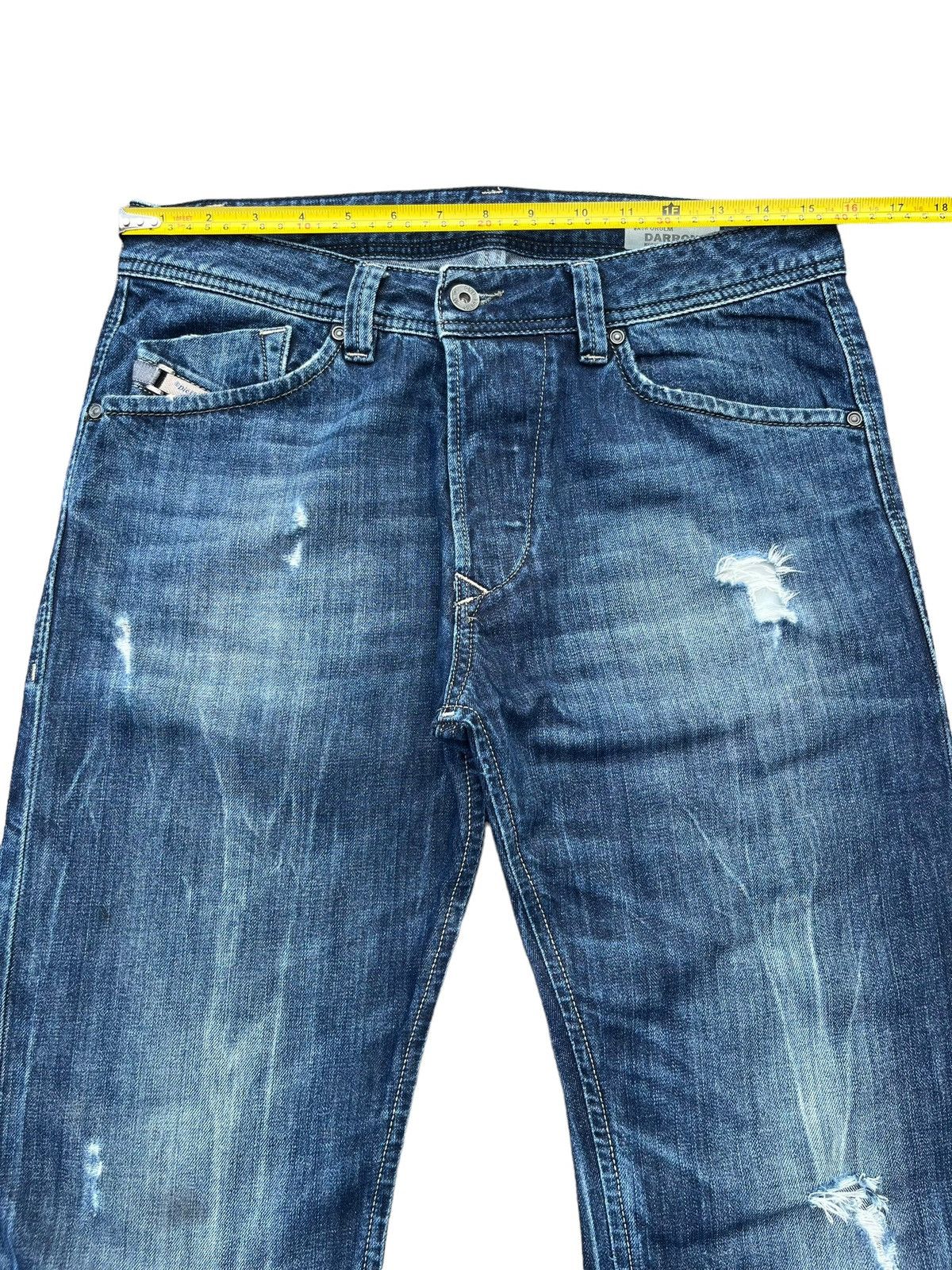 Diesel Vintage Diesel Destroy Buttonfly Blue Washed Straight Jeans Size US 31 - 15 Thumbnail