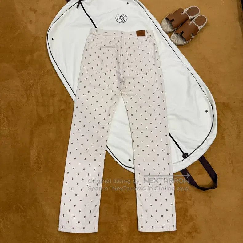 Hermes Hermes Brown and White Pig Nose Printed Denim Pants Size 24" / US 00 / IT 34 - 2 Thumbnail