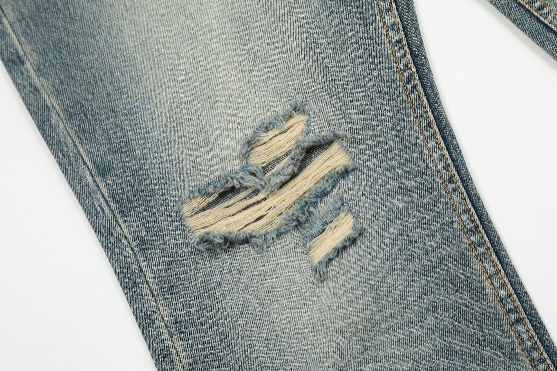Japanese Brand × Jean Distressed loose casual whisker casual flared ripped jeans Size US 32 / EU 48 - 6 Thumbnail