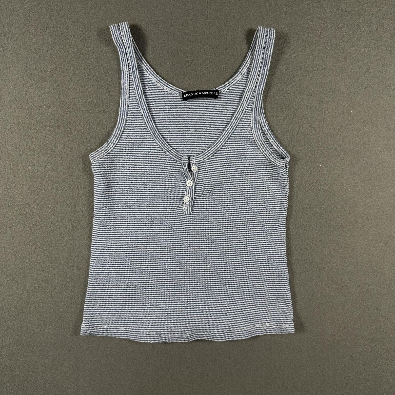 Other Brandy Melville Tank Top Gray White Stripes Size ONE SIZE - 1 Thumbnail
