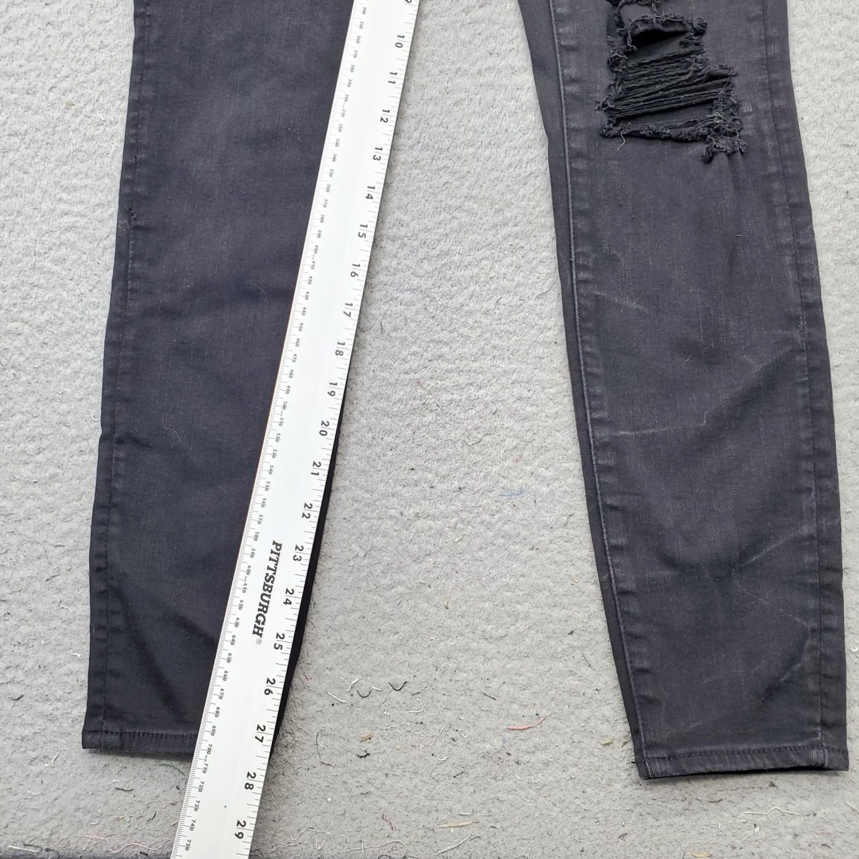 American Eagle Outfitters American Eagle Outfitters Skinny Jeans Womens 8 Black Denim Stretch Distressed Regular Fit Size 30" / US 8 / IT 44 - 4 Thumbnail