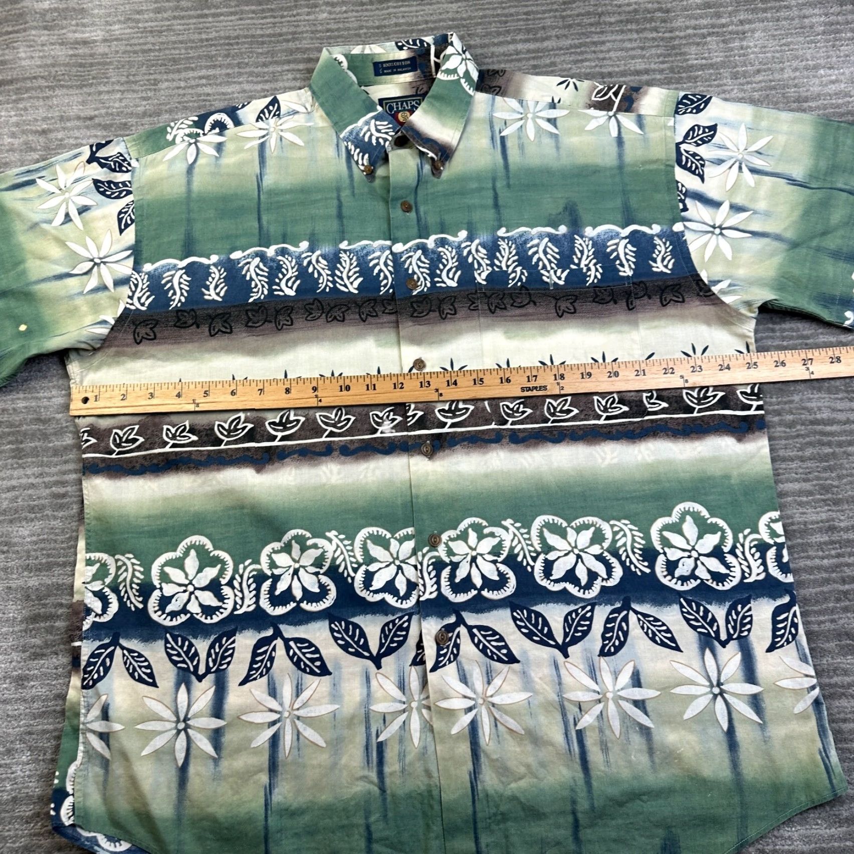 Ralph Lauren VINTAGE Ralph Lauren Chaps Shirt Mens Large Green Hawaiian Floral Button-Up Short Sleeve Collared Size US L / EU 52-54 / 3 - 7 Thumbnail