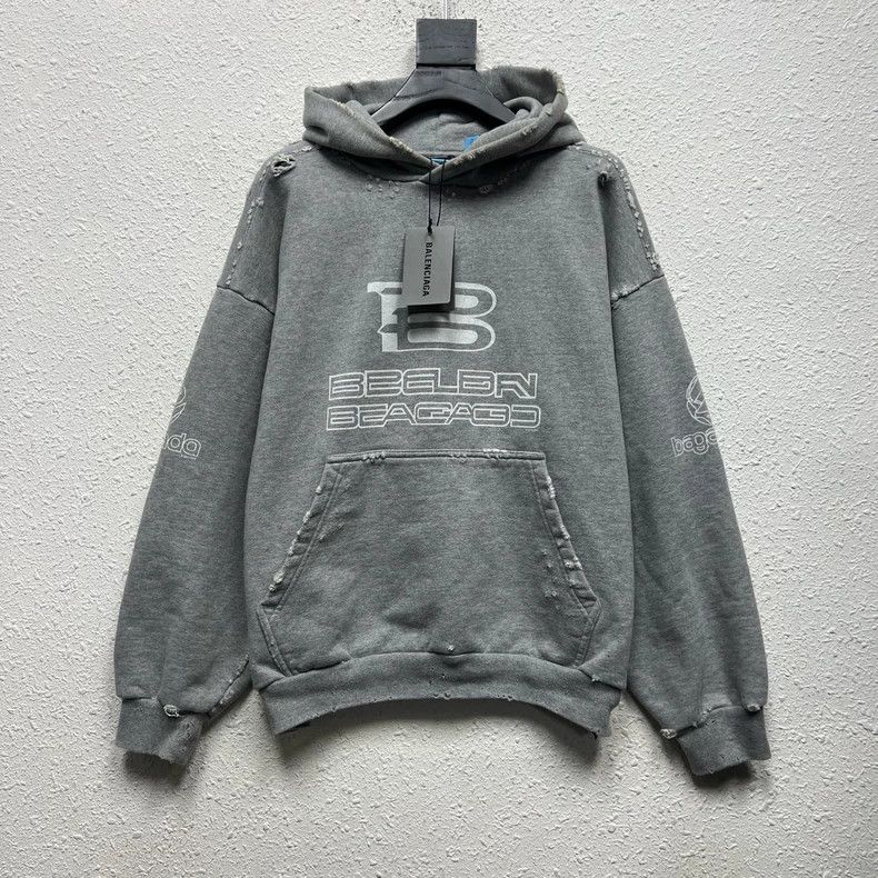 Balenciaga Balenciaga SS24 Logo Print Gray Hoodie - dmc Size US XS / EU 42 / 0 - 1 Thumbnail